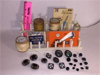 ANTIQUE SEWING BUTTONS, GLASS, SOME METAL & A FEW