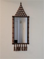 WOODEN BEAD FRAMED HANGING MIRROR