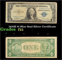 1935E $1 Blue Seal Silver Certificate Grades f+