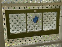 GREEN BUTTERFLY WINDOW, 17" X 34", BLUE BUTTERFLY