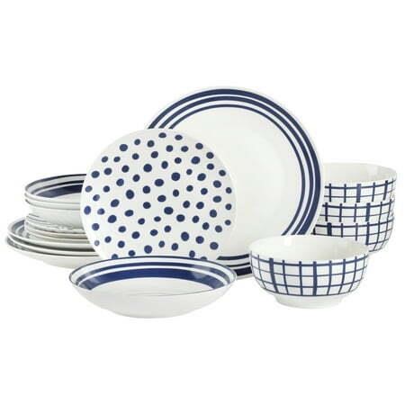 Gap Home New Blue 16-Piece Blue & White Decal Fine