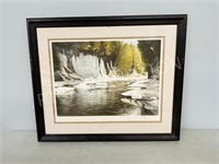 framed color litho, Ken Danby "along the cascades