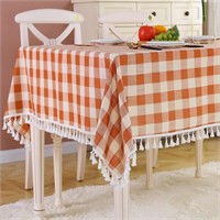 Tablecloth Tassel Checkered Cloth Cotton