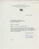 Marion Hargrove signed letter