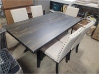 6 Piece - Dining Table W/Button Trim