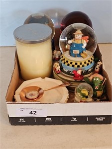 SNOW BALLS, CANDLE, & OTHER ITEMS