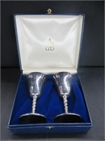 PAIR BIRKS SILVER PLATE GOBLETS IN GIFT CASE