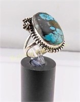 Native Ring Size 6.75 Turquoise, Sterling Silver