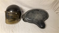 Vintage Motorcycle Seat & Helmet