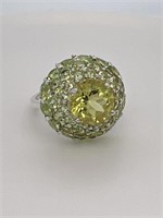 Green Peridot Silver Ring