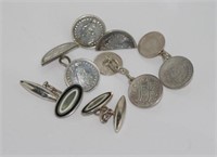Silver and enamel oval cufflinks