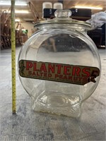 PLANTERS SALTED PEANUTS GLASS JAR WITH LID