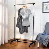 Adjustable Rolling Garment Rack with Shoe Shelf