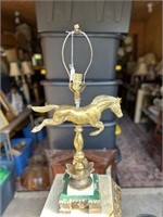 27" Marble Based Brass "Jumping Horse" Lamp