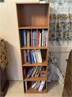 Five shelf bookcase with 35+ cookbooks