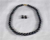 14kt Gold & Black Tahitian Pearl Necklace Set