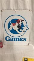 Gaines dog food sign
