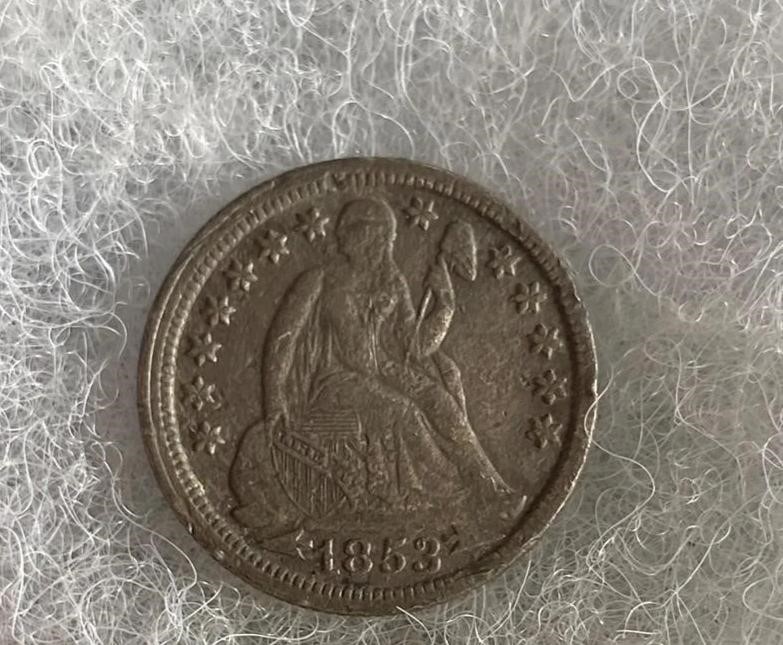 1853 Arrows Seated Liberty Dime