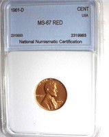1961-D Cent NNC MS-67 RD LISTS FOR $800
