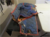 Blue and Red Nylon Horse Blanket with Hood 72"
