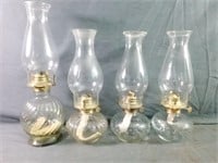 Great Collection of Vintage Clear Glass Oil Lamps