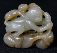 Chinese Carved Hetian Jade Monkeys Figure