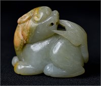 Chinese Carved Hetian Jade Mythical Animal Figure