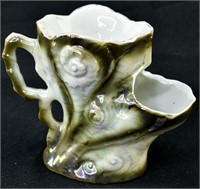 Antique Opalescent Green Porcelain Scuttle Mug