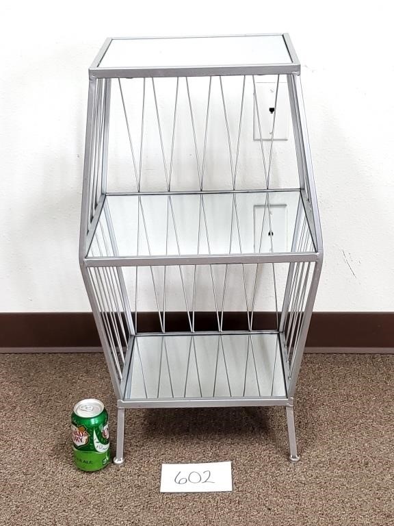 Metal Side Table with Mirrored Shelves (No Ship)