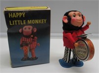 HAPPY LITTLE MONKEY W/KEY & ORI. BOX WORKS 7"H