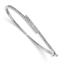 14k- White Gold  Diamond Hinged Bangle