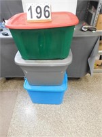 3 Totes w/ Lids Includes Green Tote