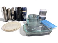 Pyrex, Aladdins thermo bottle, egg storage tray