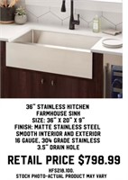 36" Stainless Kitchen Farmhouse Sink