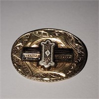 Victorian 14K Cut Gold Pin / Pendant with Enamel