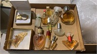 Tray lot of 11 ladies perfume bottles mostly are