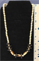 20" white and fossilized bead necklace