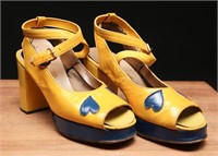 1960s Platform Yellow Patent Leather Mod Heels