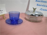 Cobalt Blue Glass and Dresser Jar