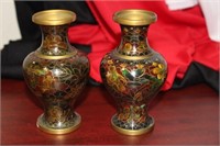 A Pair Of Chinese Cloisonne Small Vases