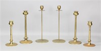 3 Pairs Brass Tulip Candlesticks