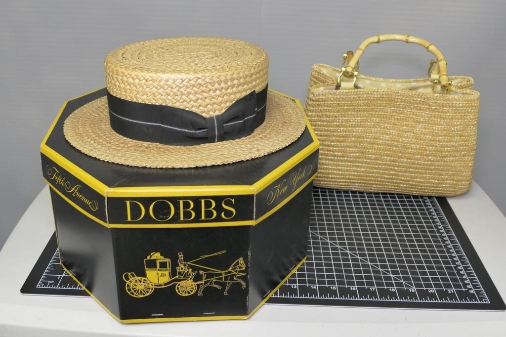 Wormser Breezeway Straw Hat in Dobbs Box & Purse
