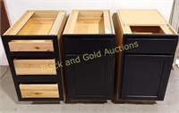 (3) Matching Schrock Black Cabinets