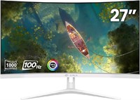 CRUA 27" Curved White Monitor, Full HD(1920x1080P)