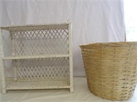 Wicker Bath Shelf And Waste Basket