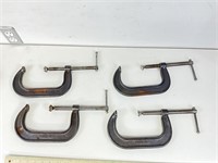 Lot of four 6 inch C-clamps