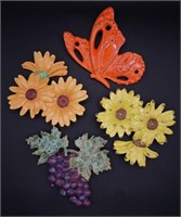 Vintage Ceramic Flower & Butterfly Wall Art Decor