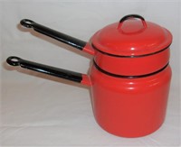 Vintage enamelware double boiler.