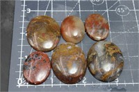 6 Plume & Moss Agate Cabochons