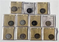 CANADA: 1902-1912 Silver 5 Cent Date Run Lot